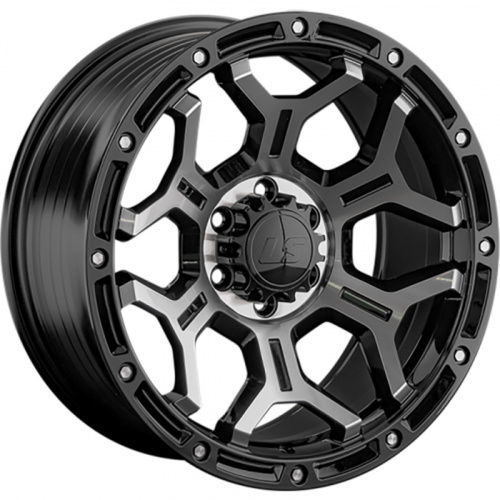 LS FlowForming 9x17/6x139,7 ET15 D106,1 RC68 BKF (конус, Колпак+лого)
